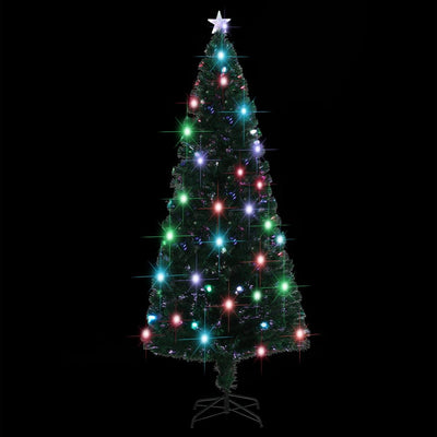 vidaXL Artificial Pre-lit Christmas Tree with Stand 210 cm Fibre Optic