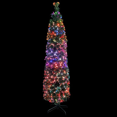 vidaXL Artificial Slim Christmas Tree with Stand 120 cm Fibre Optic