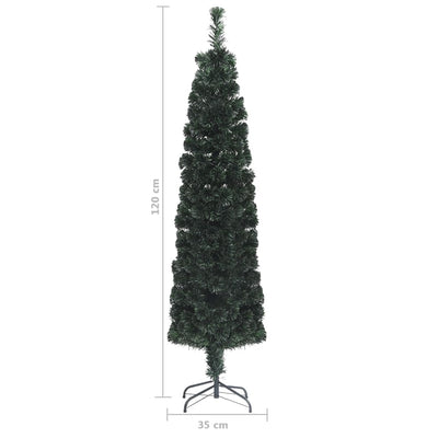 vidaXL Artificial Slim Christmas Tree with Stand 120 cm Fibre Optic