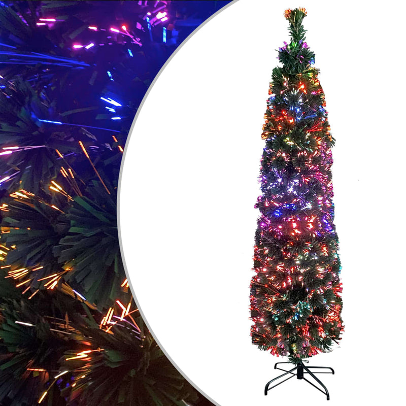 vidaXL Artificial Slim Christmas Tree with Stand 120 cm Fibre Optic