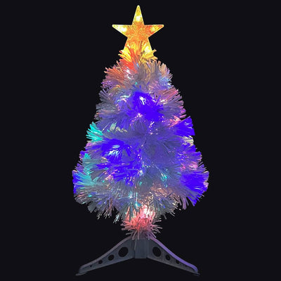 vidaXL Artificial Pre-lit Christmas Tree White&Blue 64 cm Fibre Optic