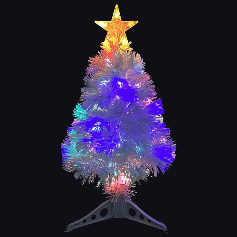 vidaXL Artificial Pre-lit Christmas Tree White&Blue 64 cm Fibre Optic