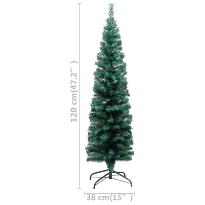 vidaXL Slim Artificial Christmas Tree with Stand Green 120 cm PVC