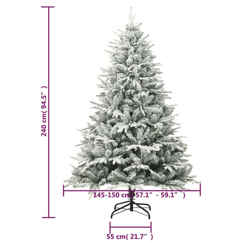 vidaXL Artificial Christmas Tree with Flocked Snow Green 150 cm PVC&PE
