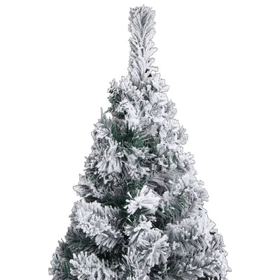 vidaXL Slim Artificial Christmas Tree with Flocked Snow Green 120 cm PVC