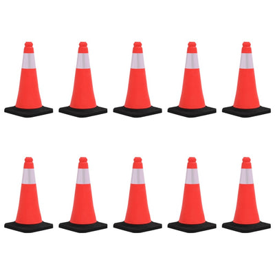 vidaXL Reflective Traffic Cones with Heavy Bases 10 pcs 75 cm