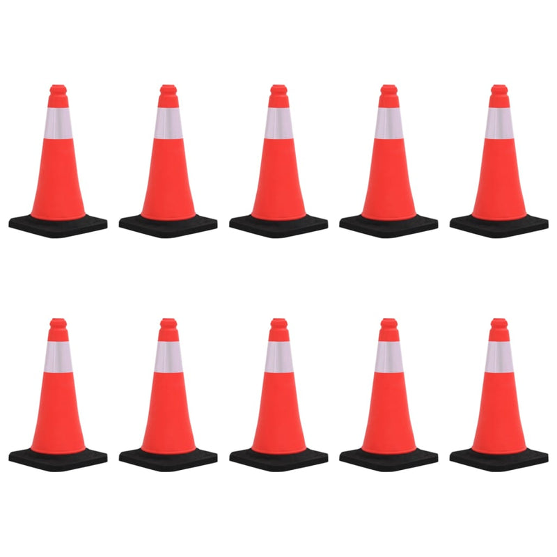 vidaXL Reflective Traffic Cones with Heavy Bases 10 pcs 75 cm
