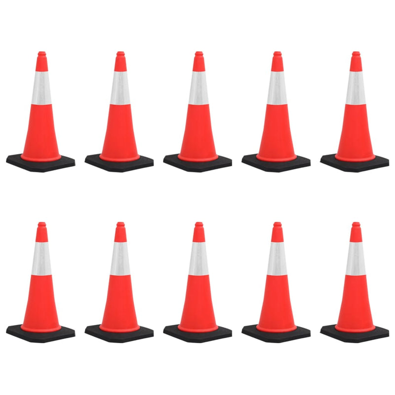 vidaXL Reflective Traffic Cones with Heavy Bases 10 pcs 75 cm