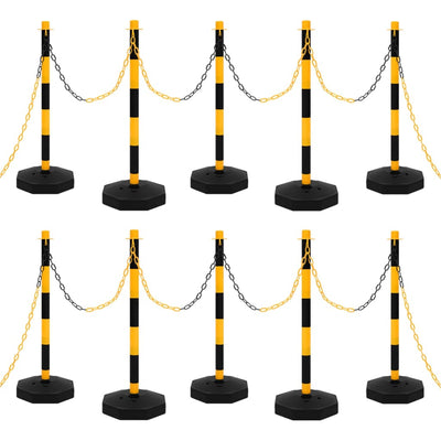 vidaXL Chain Post Set with 10 m Plastic Chain