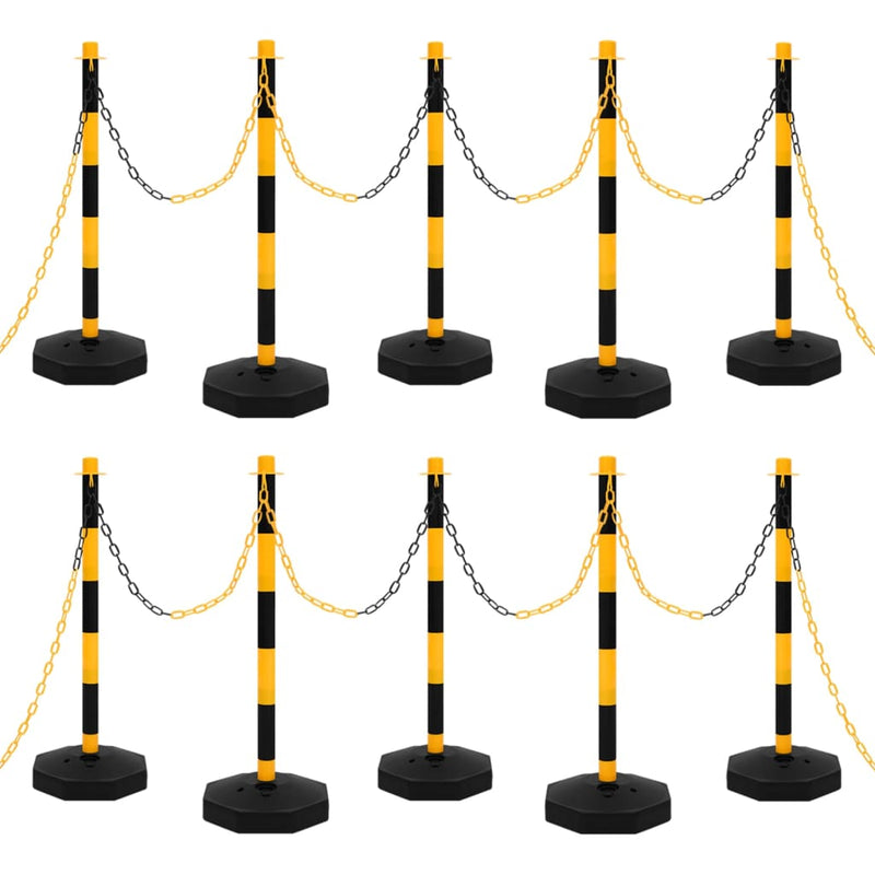 vidaXL Chain Post Set with 10 m Plastic Chain