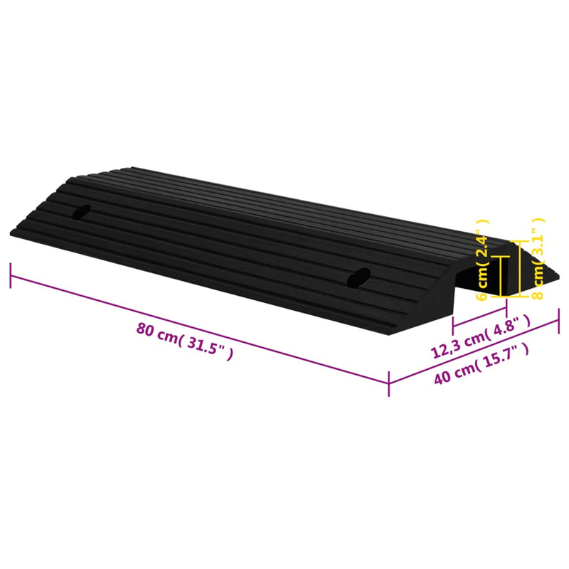 vidaXL Bridge Threshold Ramp 80x40x8 cm Rubber