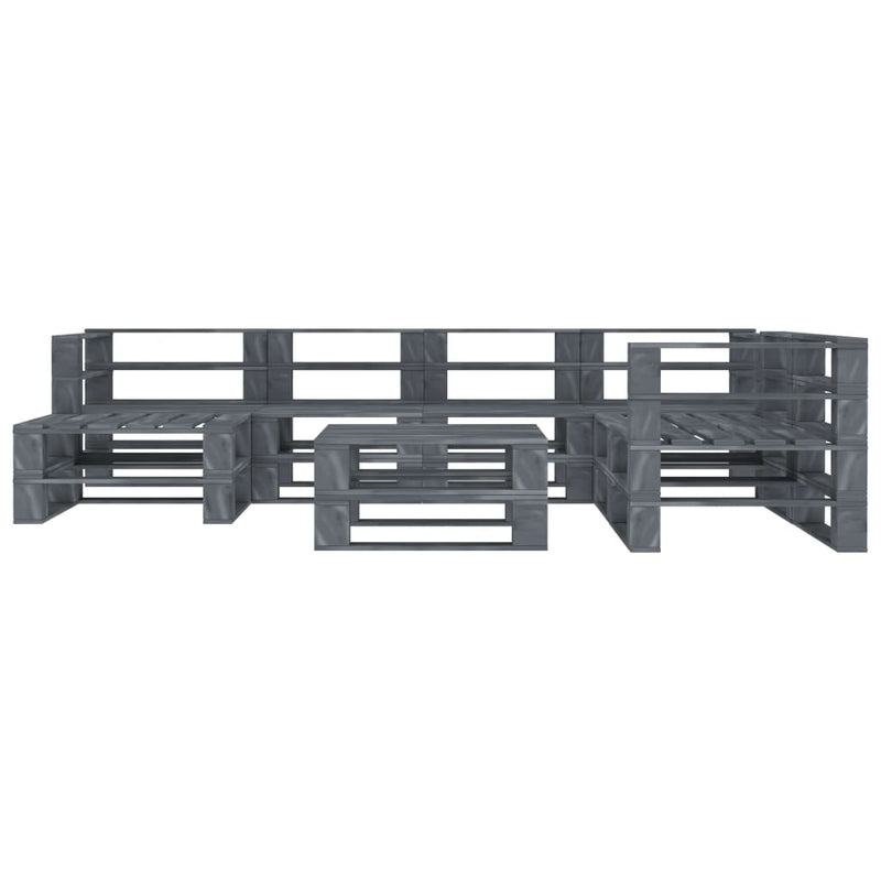 vidaXL 8 Piece Garden Pallet Lounge Set Wood Grey