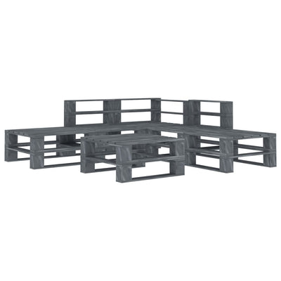 vidaXL 8 Piece Garden Pallet Lounge Set Wood Grey