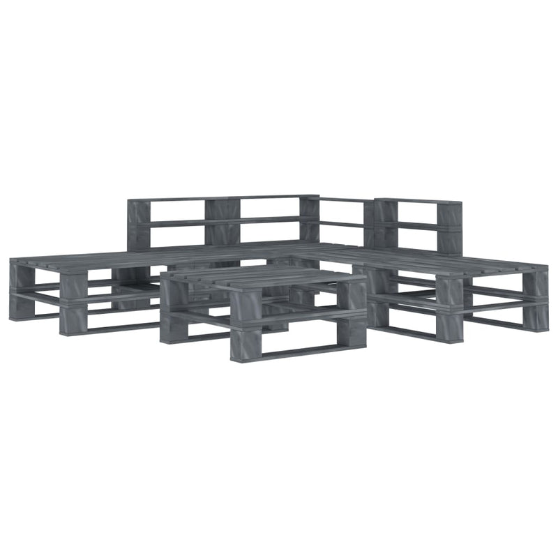 vidaXL 8 Piece Garden Pallet Lounge Set Wood Grey