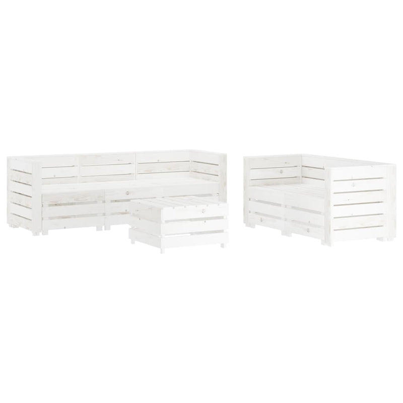 vidaXL 6 Piece Garden Lounge Set Pallets Wood White