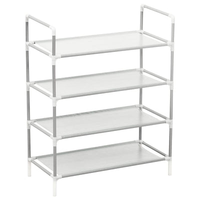 vidaXL Shoe Rack with 4 Shelves Metal and Non-woven Fabric Silver