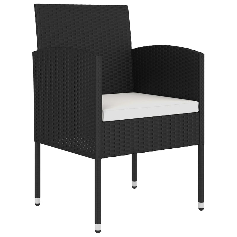 vidaXL 3 Piece Garden Dining Set Poly Rattan Black