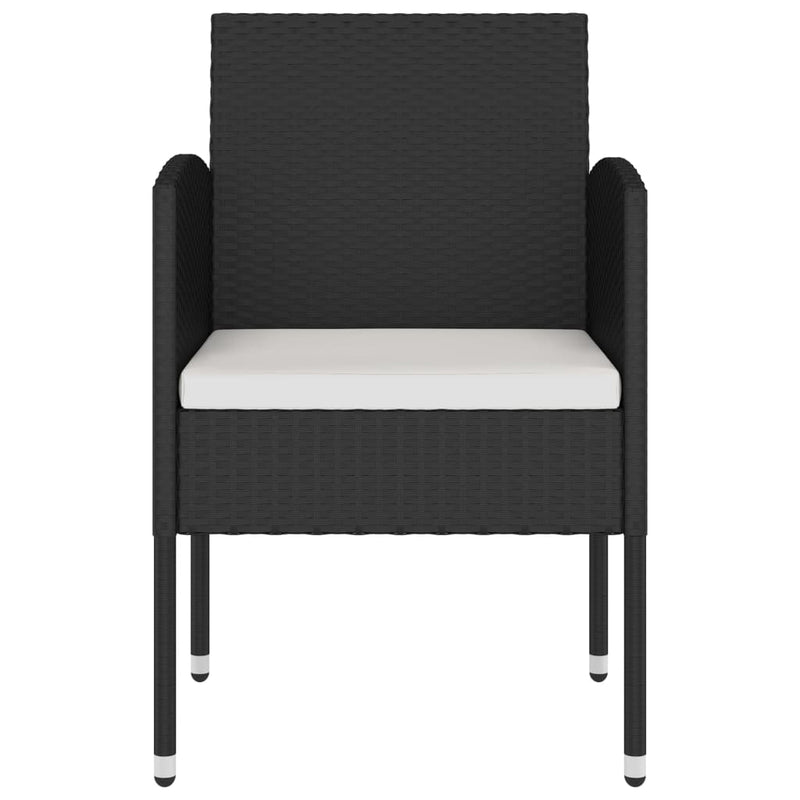 vidaXL 3 Piece Garden Dining Set Poly Rattan Black