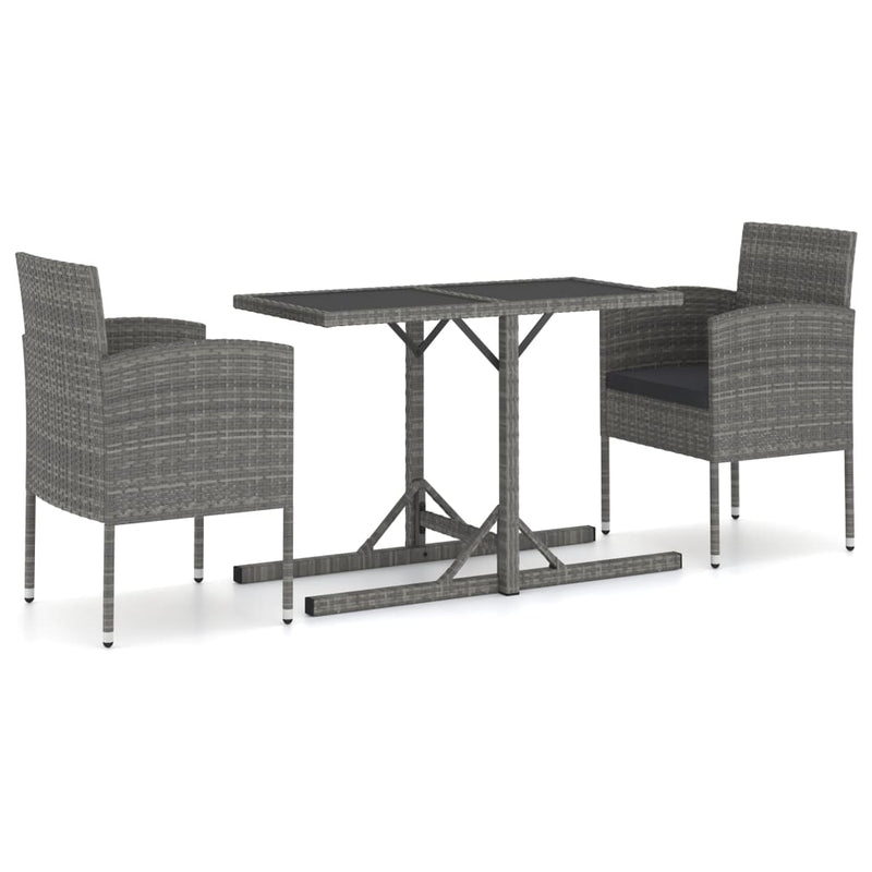 vidaXL 3 Piece Garden Dining Set Poly Rattan Anthracite