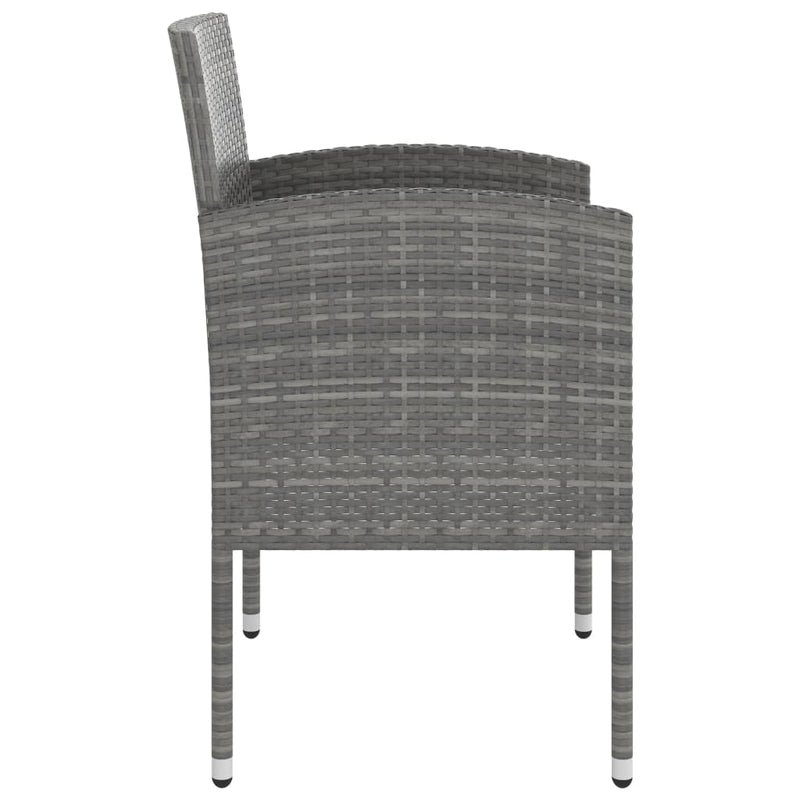 vidaXL 3 Piece Garden Dining Set Poly Rattan Anthracite