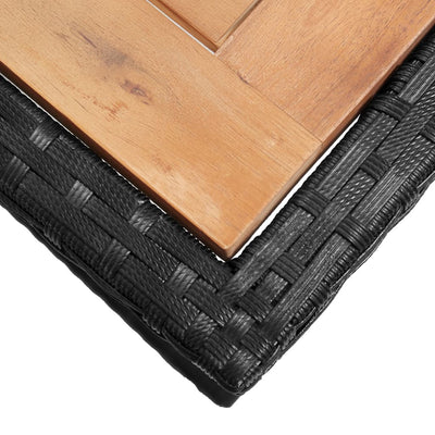 vidaXL 3 Piece Garden Dining Set Solid Acacia Wood & Poly Rattan Black