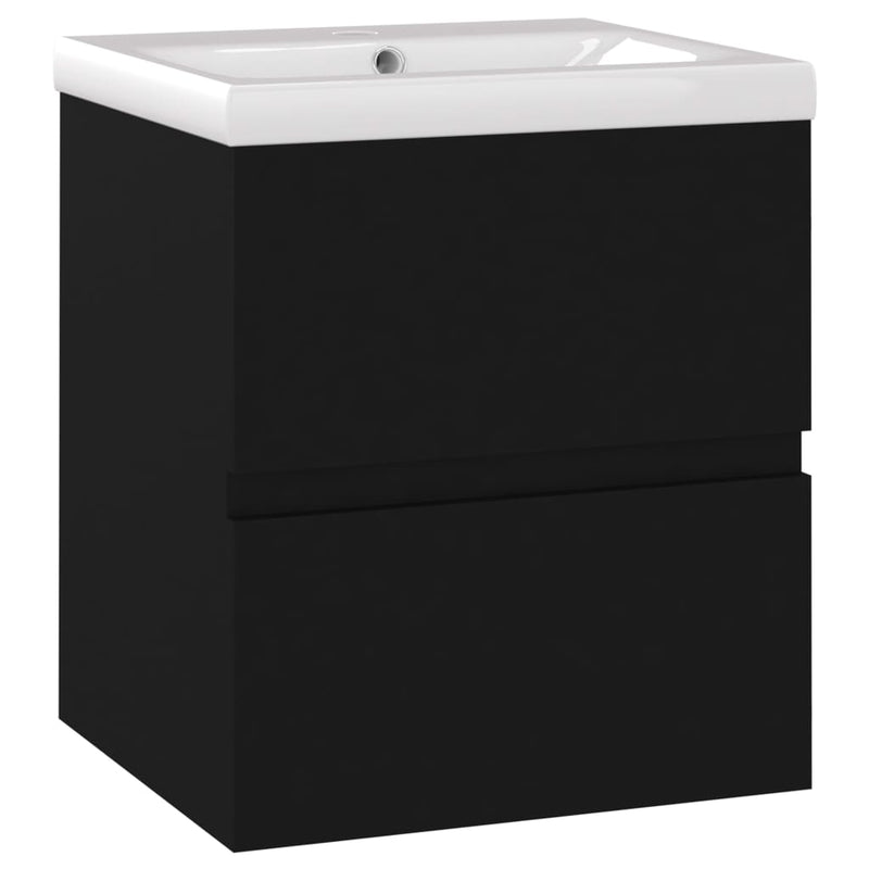 vidaXL Sink Cabinet with Built-in Basin Black Engineered Wood