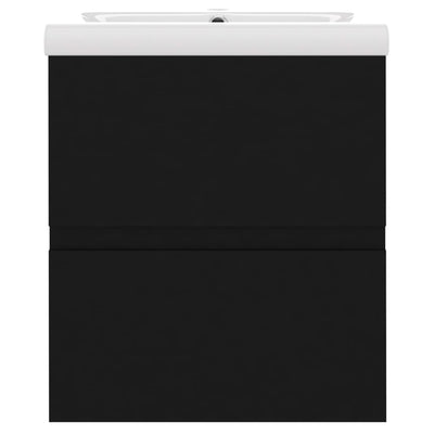 vidaXL Sink Cabinet with Built-in Basin Black Engineered Wood