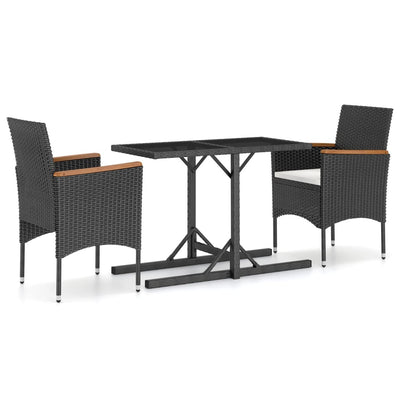 vidaXL 3 Piece Garden Dining Set Black