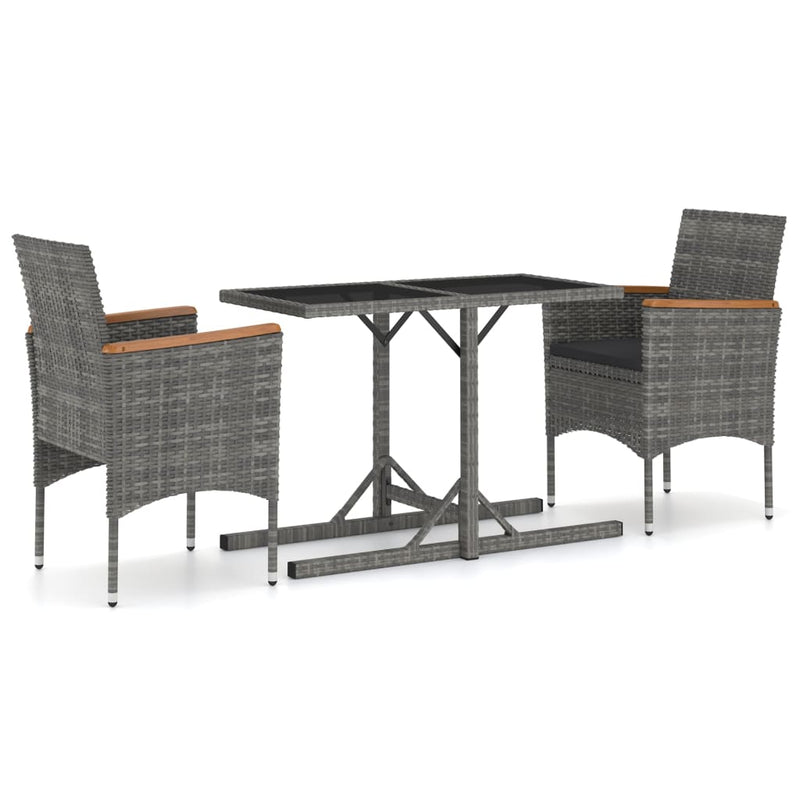 vidaXL 3 Piece Garden Dining Set Black
