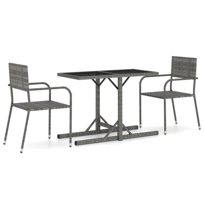 vidaXL 3 Piece Garden Dining Set Black
