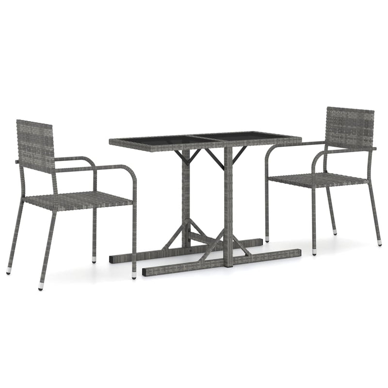 vidaXL 3 Piece Garden Dining Set Black