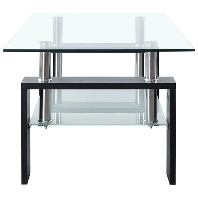 vidaXL Coffee Table Black and Transparent 95x55x40 cm Tempered Glass