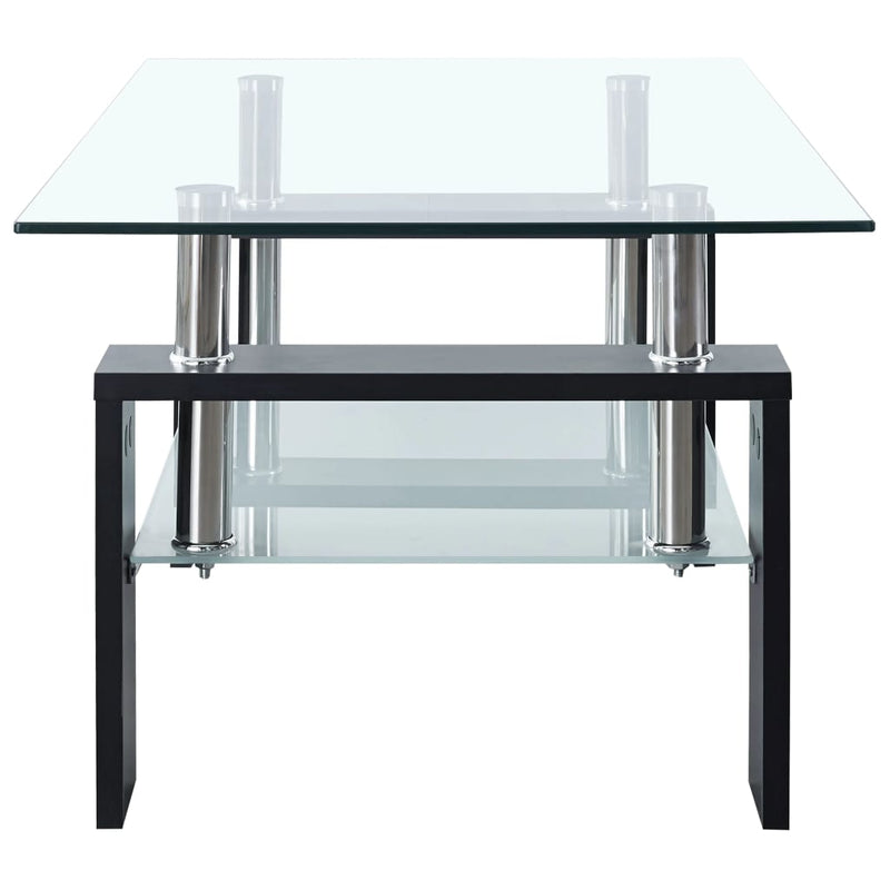 vidaXL Coffee Table Black and Transparent 95x55x40 cm Tempered Glass