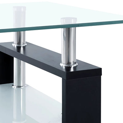 vidaXL Coffee Table Black and Transparent 95x55x40 cm Tempered Glass