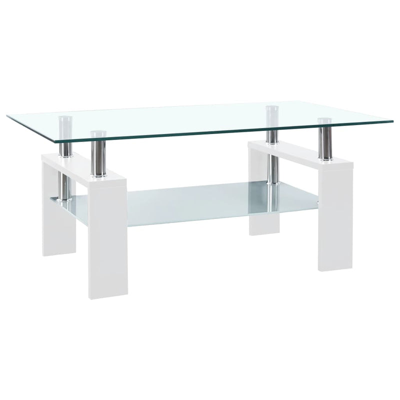 vidaXL Coffee Table Black and Transparent 95x55x40 cm Tempered Glass