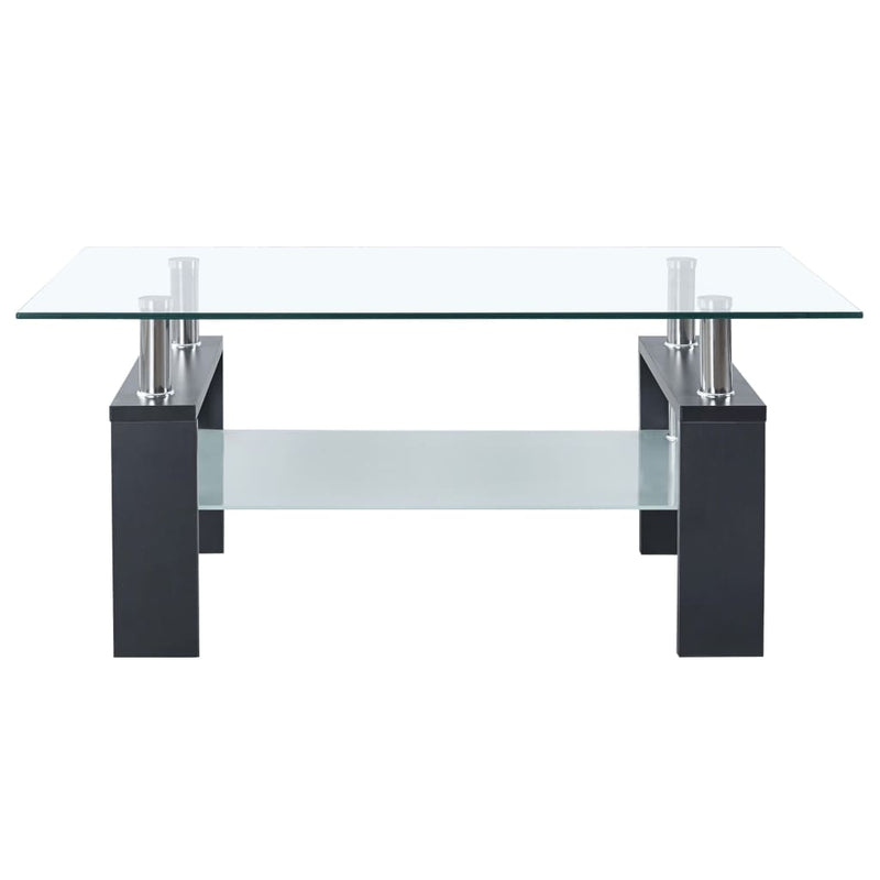 vidaXL Coffee Table Black and Transparent 95x55x40 cm Tempered Glass