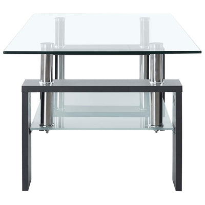 vidaXL Coffee Table Black and Transparent 95x55x40 cm Tempered Glass