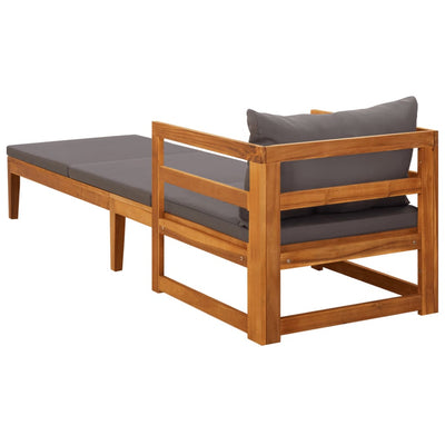 vidaXL Sun Lounger with Dark Grey Cushions Solid Acacia Wood
