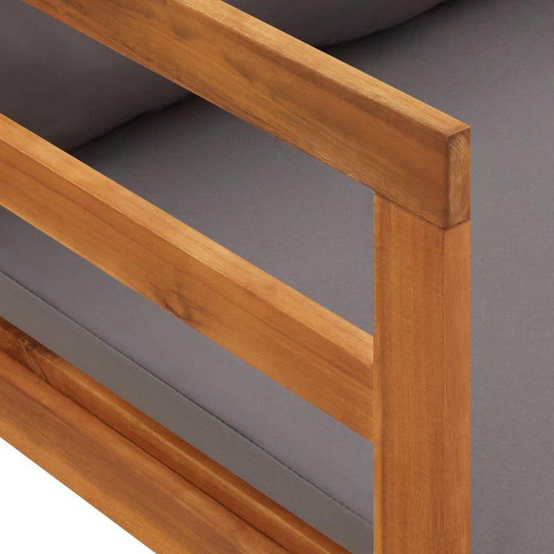 vidaXL Sun Lounger with Dark Grey Cushions Solid Acacia Wood