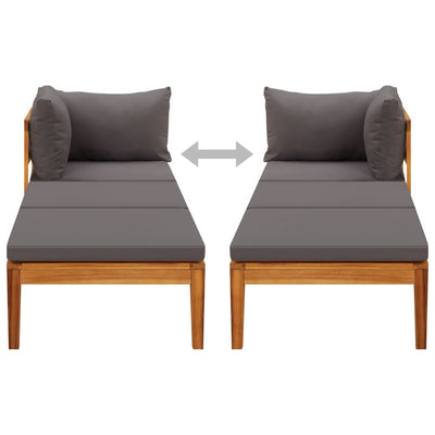 vidaXL Sun Lounger with 1 Armrest Dark Grey Solid Acacia Wood