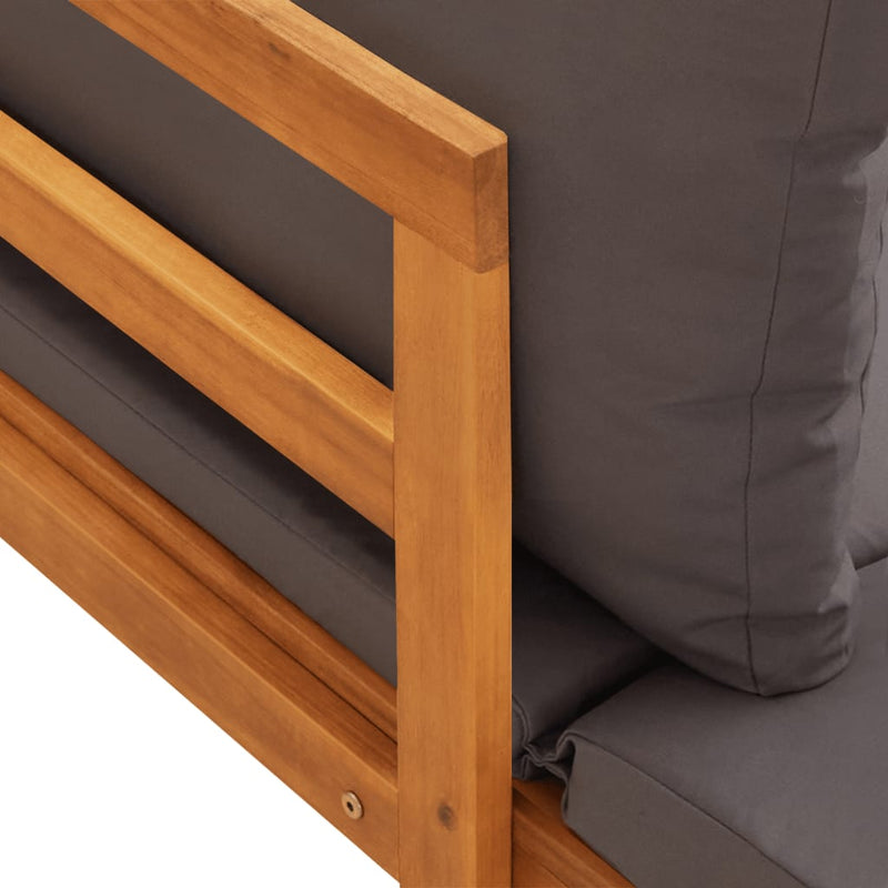 vidaXL Sun Lounger with 1 Armrest Dark Grey Solid Acacia Wood