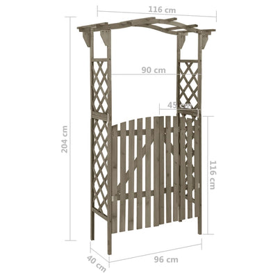 vidaXL Pergola with Gate 116x40x204 cm Solid Firwood