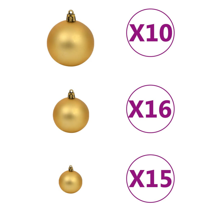 vidaXL 120 Piece Christmas Ball Set with Peak and 300 LEDs Rose Gold