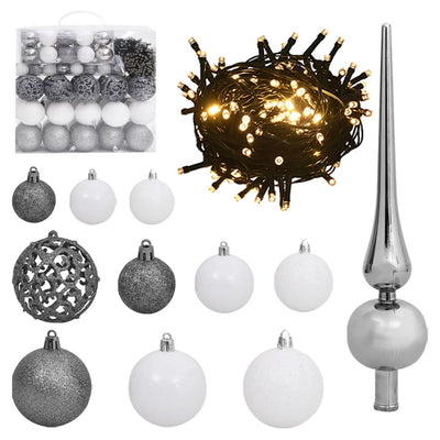 vidaXL 120 Piece Christmas Ball Set with Peak and 300 LEDs Rose Gold
