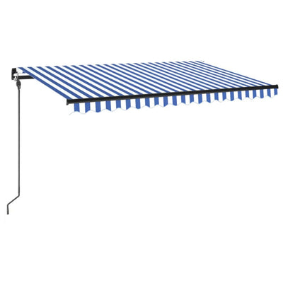 vidaXL Manual Retractable Awning with LED 350x250 cm Blue and White