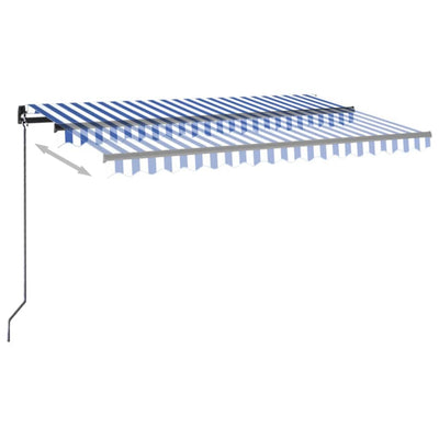 vidaXL Manual Retractable Awning with LED 350x250 cm Blue and White