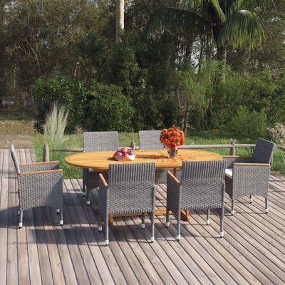 vidaXL 7 Piece Garden Dining Set Poly Rattan Black