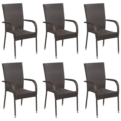 vidaXL 7 Piece Garden Dining Set Poly Rattan Black