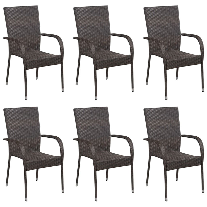 vidaXL 7 Piece Garden Dining Set Poly Rattan Black