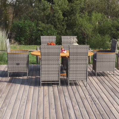 vidaXL 7 Piece Garden Dining Set Poly Rattan Black